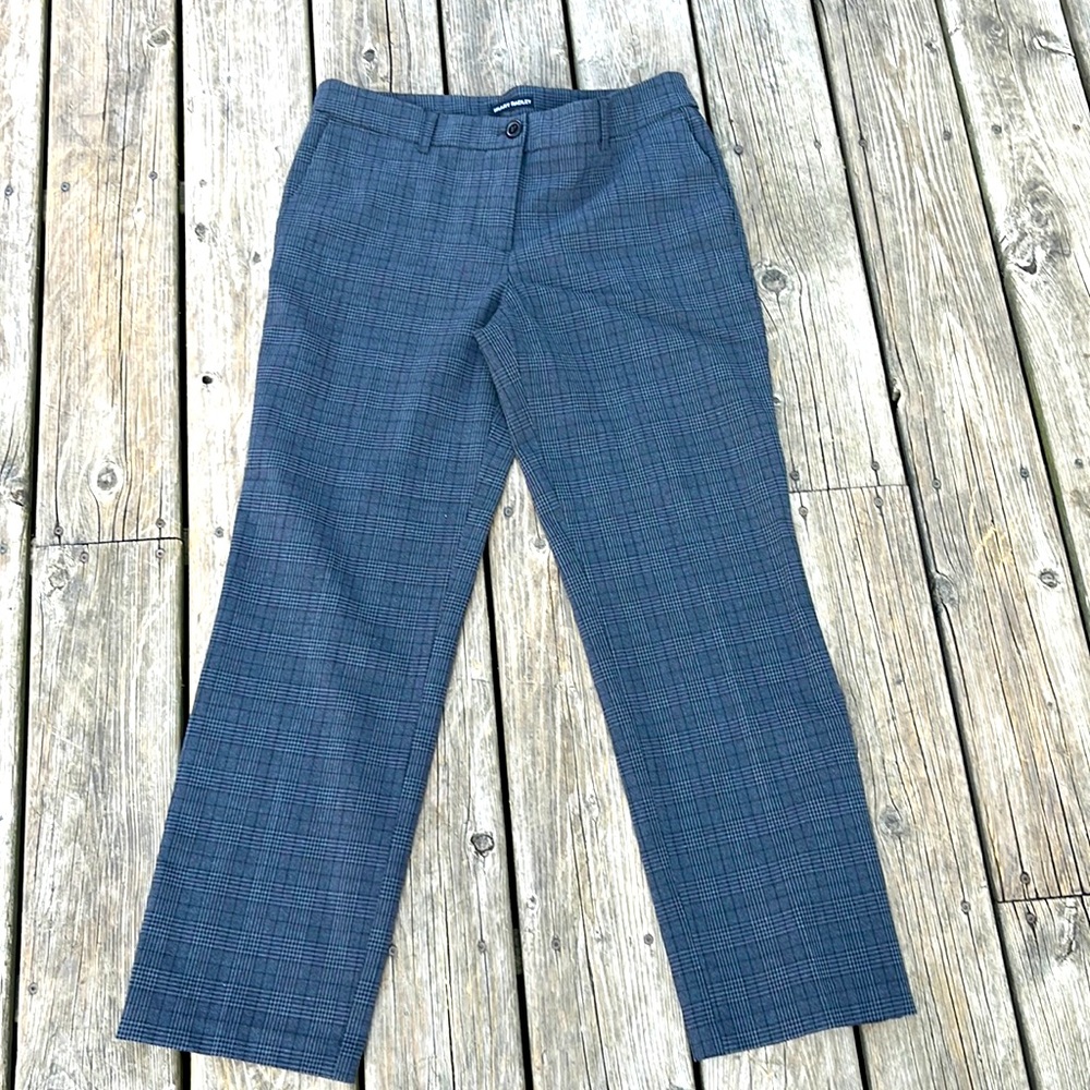 Hilary Radley Charcoal Plaid Straight-Leg Trousers